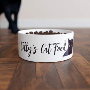 Black Cat Name Large Ceramic Pet Bowl