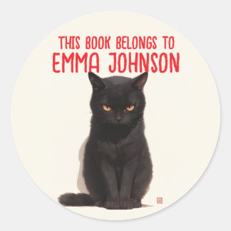 Black Cat Name Sticker | Back-to-School