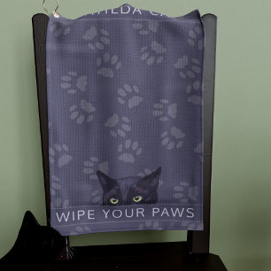 Black Cat Name Wipe Your Paws Golf Towel