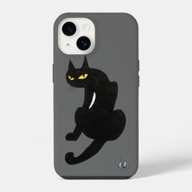 BLACK CAT NINJA grey iPhone Case (Back)