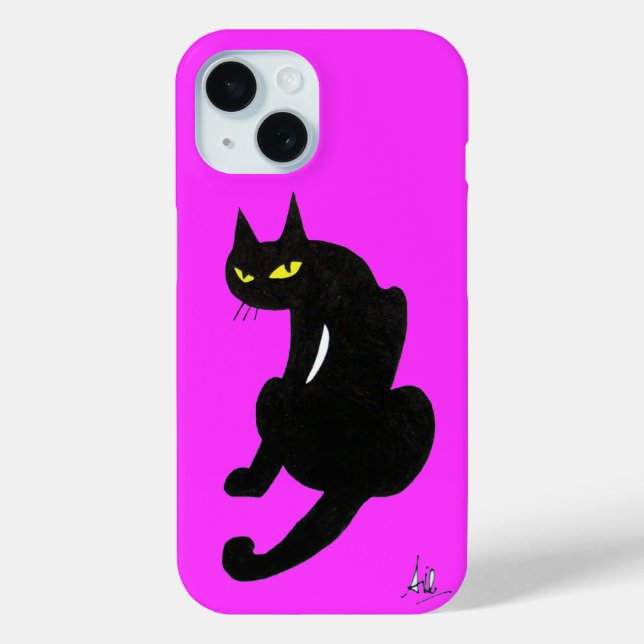 BLACK CAT  NINJA Pink Fuchsia Case-Mate iPhone Case (Back)