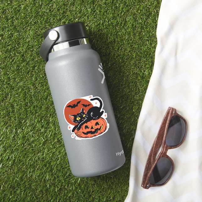 Black Cat, Nostalgic Halloween Classic T-Shirt (HydroFlask Insitu)