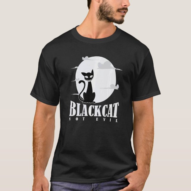 Black Cat Not Evil T-Shirt (Front)