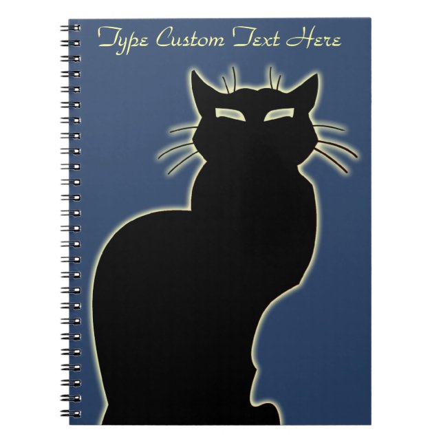 Black Cat Notebook Personalised Cat Art Notebook (Front)