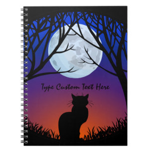 Black Cat Notebook Personalised Cat Art Notebook