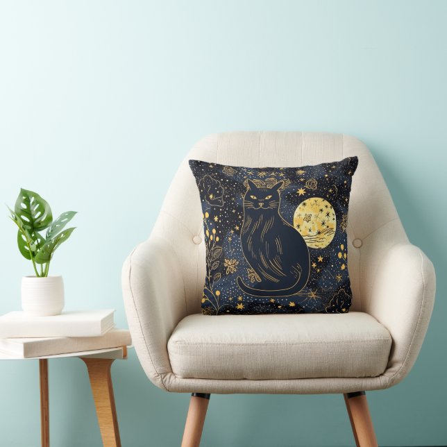 Black Cat of the Starry Skies Cushion (Chair)
