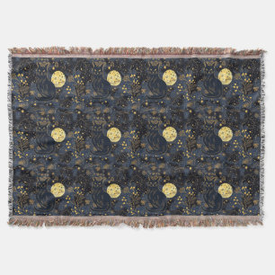 Black Cat of the Starry Skies Pattern Throw Blanket