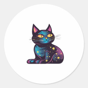 Black Cat of the Stars Classic Round Sticker