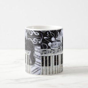 Black Cat on a Keyboard Coffee Mug