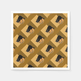 Black Cat on a Pumpkin Napkin
