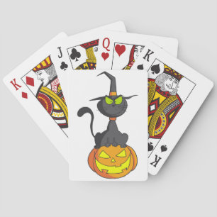 Black Cat On A Pumpkin Playing Cards