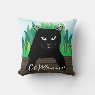 Black cat on fence, Cat momma, Cushion
