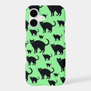 Black Cat on Green Background iPhone / iPad case