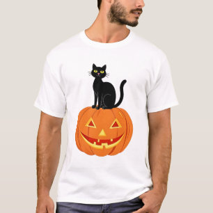 Black Cat on Jack-O'-Lantern T-Shirt