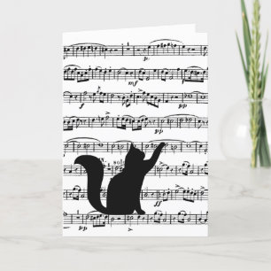 Black Cat On Music Birthday Card
