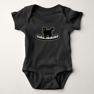 Black Cat On Musical Piano Keys Pianist composer Baby Bodysuit
