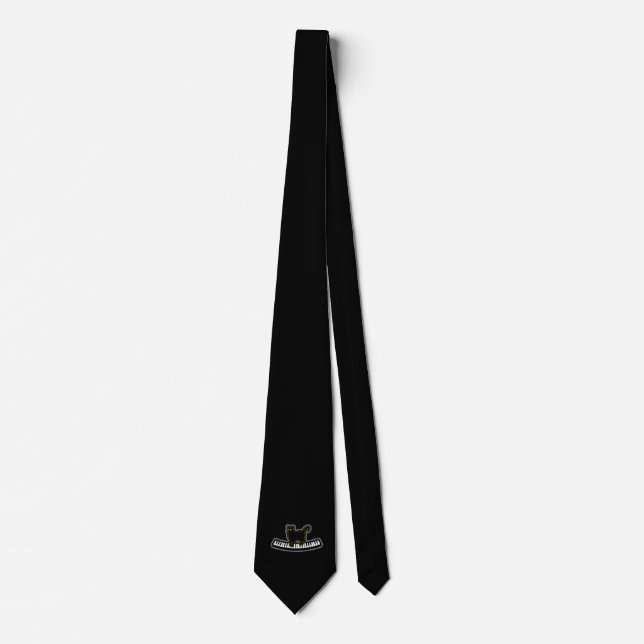 Black Cat On Musical Piano Keys Pianist composer Tie (Front)