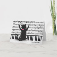 black cat on piano birthday