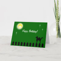 Black Cat on Picket Fence Funny Custom Birthday