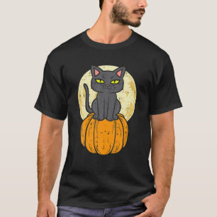 Black Cat On Pumpkin Full Moon Halloween Pet Men W T-Shirt