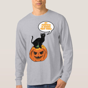 black cat on pumpkin, Halloween T-Shirt