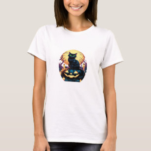 Black Cat on Pumpkin Halloween T-Shirt – Mystical