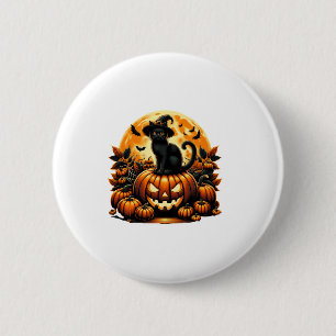 Black Cat On Pumpkin Scary Halloween Black Cat Cos 6 Cm Round Badge