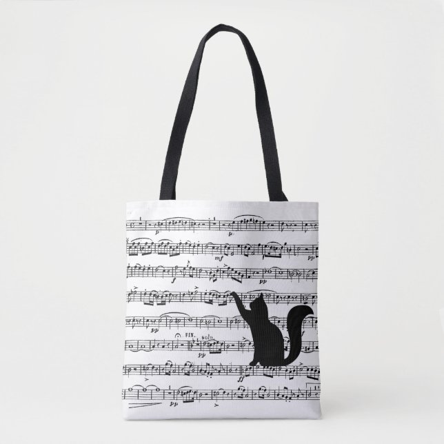 Black Cat On Sheet Music  Tote Bag (Front)