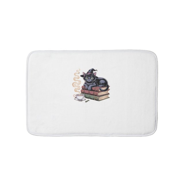 Black Cat on Spell Books Classic T-Shirt Bath Mat (Front)