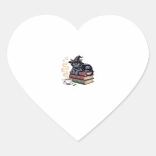 Black Cat on Spell Books Classic T-Shirt Heart Sticker