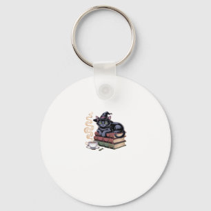 Black Cat on Spell Books Classic T-Shirt Key Ring