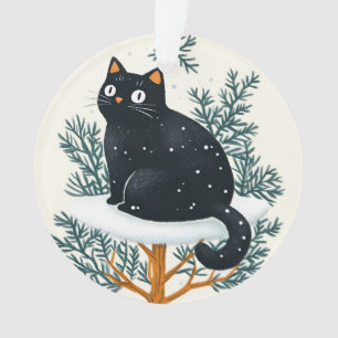 Black cat on the Christmas tree Ornament