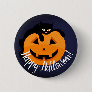 Black Cat on the Moon Halloween 6 Cm Round Badge