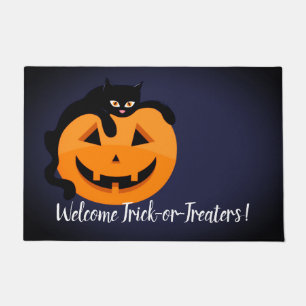 Black Cat on the Moon Halloween Doormat