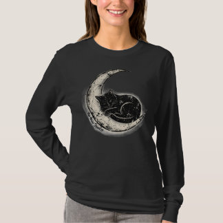 Black Cat on the Moon T-Shirt