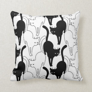 Black Cat on the street Cushion