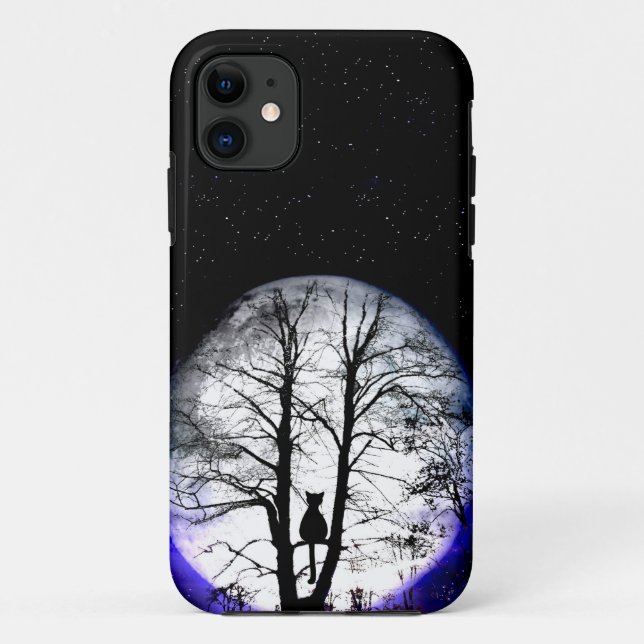 black cat on tree Case-Mate iPhone case (Back)