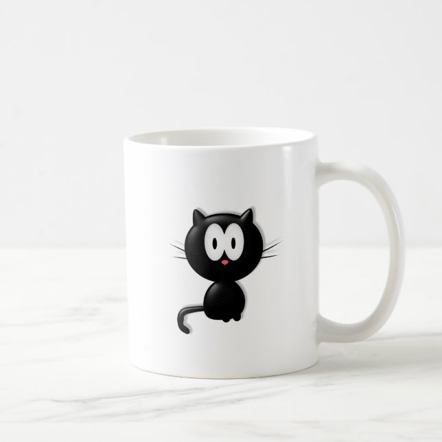 Black Cat on white background Coffee Mug (Right)
