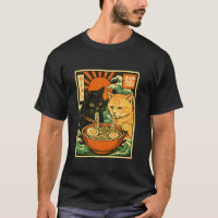 Black Cat Orange Cat Slurping Ramen Japanese Cat R