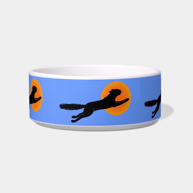 Black Cat Orange Moon Cat Dish (Front)