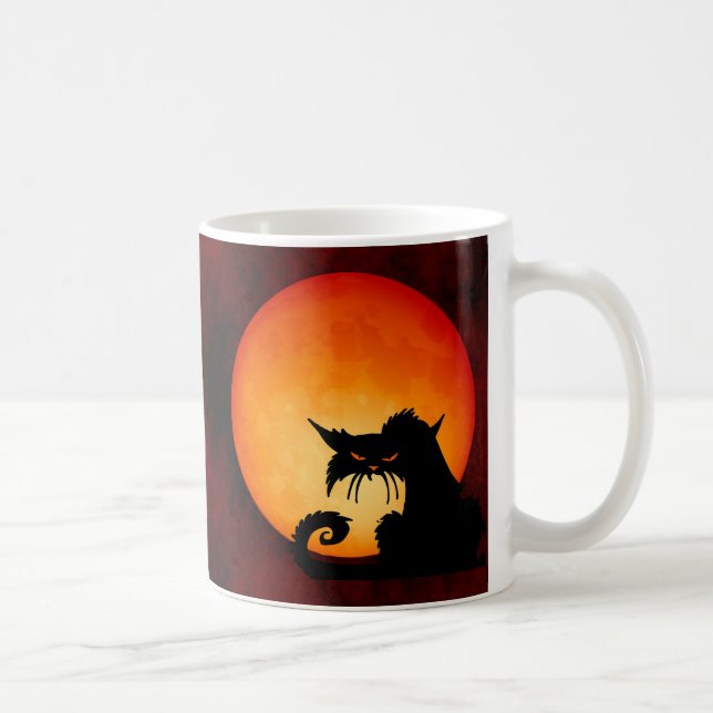 Black Cat Orange Moon Coffee Mug (Right)