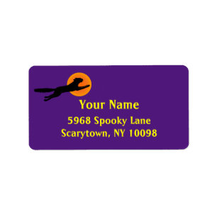 Black Cat Orange Moon Custom Halloween Lables Label