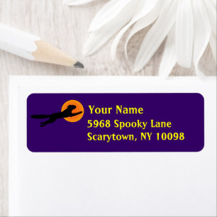 Black Cat Orange Moon Purple Halloween Labels