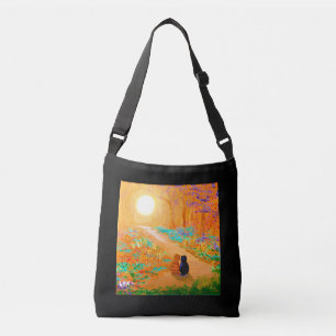 Black Cat Orange Tabby Cat Moonlight Crossbody Bag