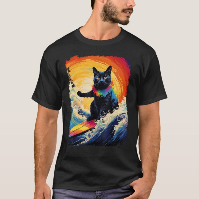 Black Cat Paddle Board T-Shirt (Front)