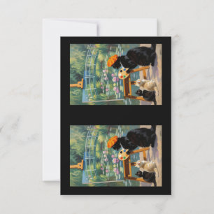 Black Cat painting Water Lilies Thank You Card
