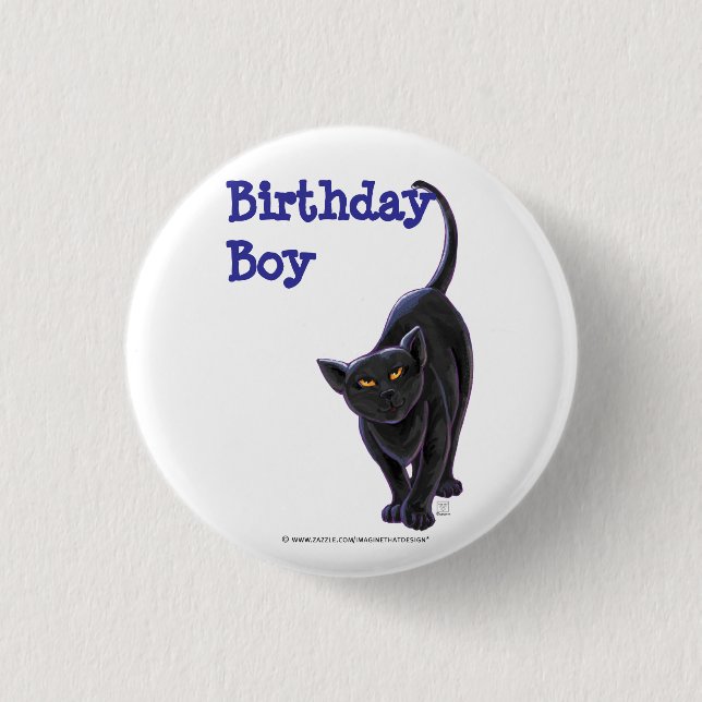 Black Cat Party Centre 3 Cm Round Badge (Front)