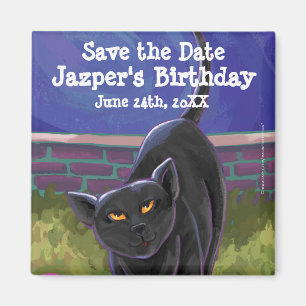 Black Cat Party Centre Magnet