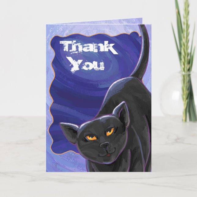 Black Cat Party Centre Thank You Card (Front)