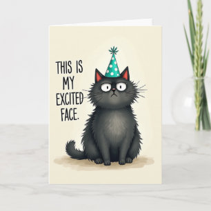 Black Cat Party Hat Birthday Card